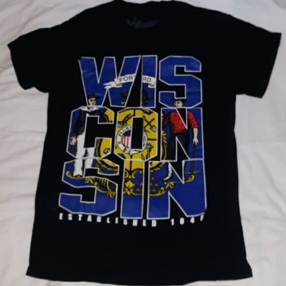 Wisconsin State‎ Flag Tourist Souvenier T-Shirt S - Picture 1 of 3